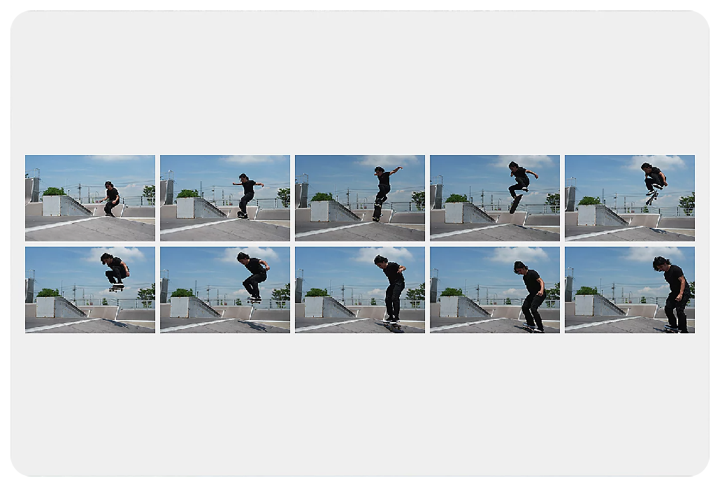 Sony A7 IV mirrorless Camera Continuous shooting preview of skateboarder in skatepark performing tricks 